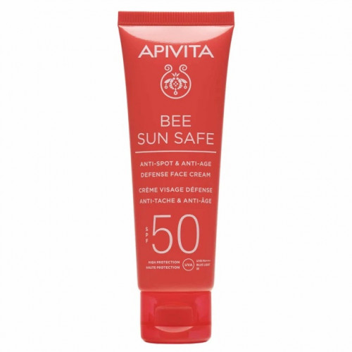Apivita Bee Sun Safe Promo Αντηλιακή κρέμα προσώπου κατά των πανάδων & των ρυτίδων spf50 50mL δώρο Express Face Mask με Αλόη 2x8mL και Express Hair Mask ενυδάτωσης 20mL