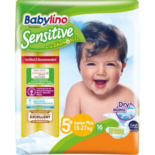 Babylino Sensitive Junior Plus 13-27 kg No5+, 16 Τμχ