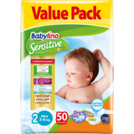 Babylino Sensitive Mini 3-6 kg Nο2 Value Pack, 50 Τμχ