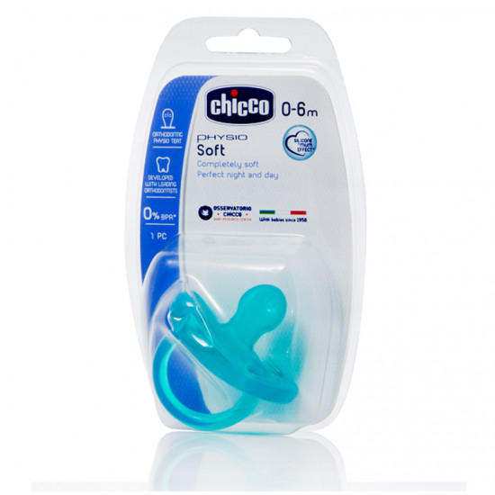 Chicco Physio Soft Πιπίλα Σιλικόνη Γαλάζιο Χρώμα για Ηλικίες 0-6m