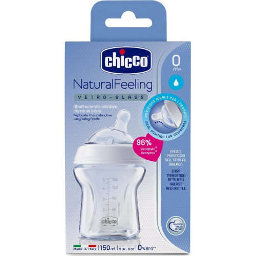 Chicco Πλαστικό Μπιμπερό Natural Feeling Κατά των Κολικών με Θηλή Σιλικόνης 150ml για 0+ μηνών