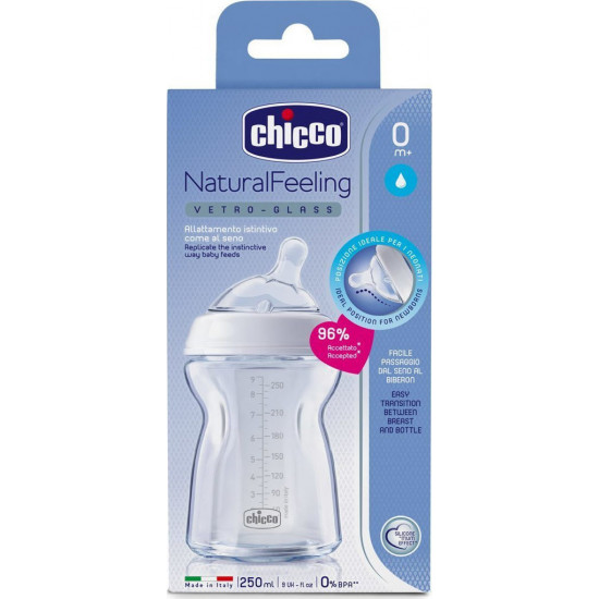 Chicco Πλαστικό Μπιμπερό Natural Feeling Κατά των Κολικών με Θηλή Σιλικόνης 250ml για 0+ μηνών