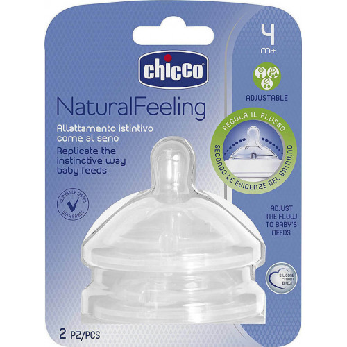 Chicco Natural Feeling Θηλές από Σιλικόνη Ρυθμιζόμενης Ροής για 4+ μηνών 2τμχ