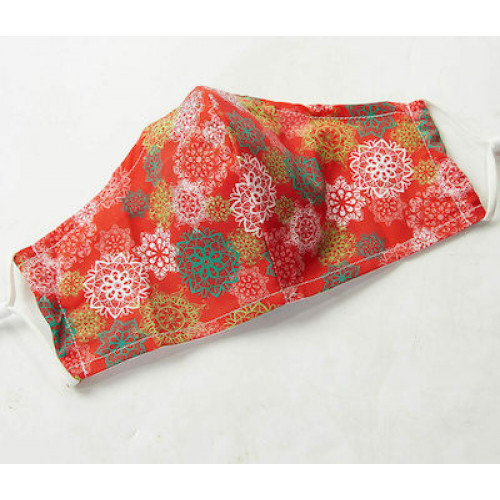 Eco Chic Face Cover Red Floral Xmas Mandalas 1τμχ