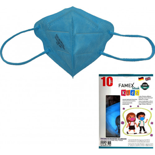Famex Μάσκα Προστασίας FFP2 NR για Παιδιά Γαλάζιο 10τμχ