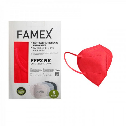 Famex Μάσκα Προστασίας FFP2 Particle Filtering Half NR σε Κόκκινο χρώμα 10τμχ
