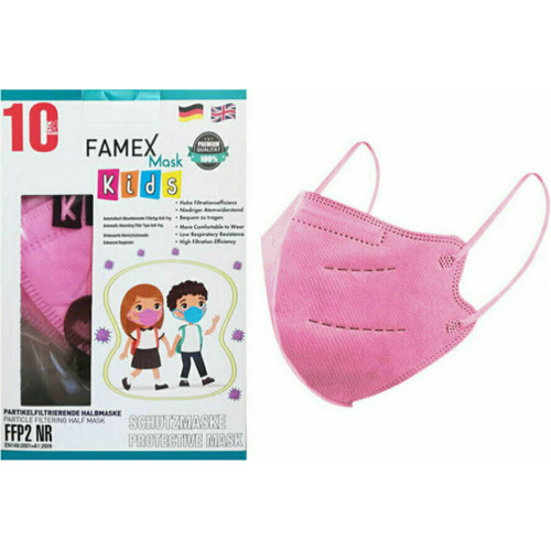 Famex Μάσκα Προστασίας FFP2 NR για Παιδιά σε Ροζ χρώμα 10τμχ