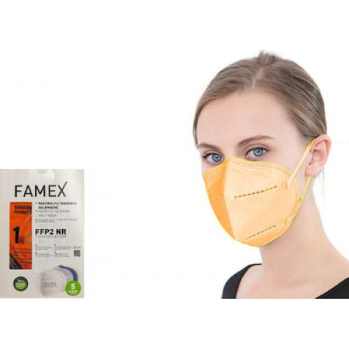 Famex Μάσκα Προστασίας FFP2 Particle Filtering Half NR σε Πορτοκαλί χρώμα 10τμχ