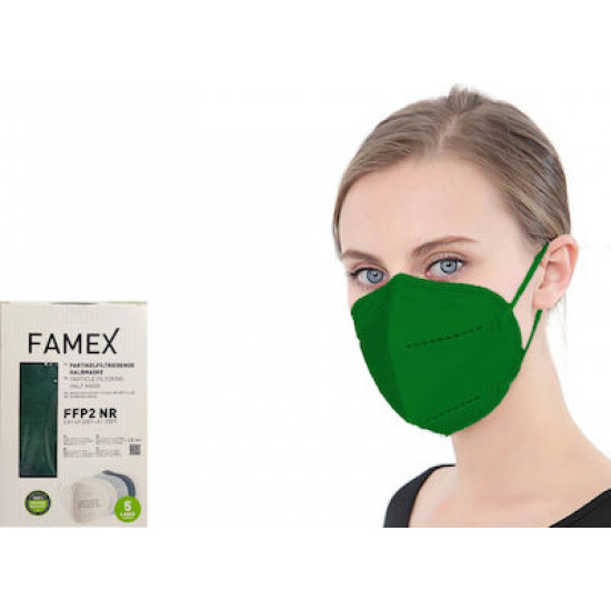 Famex Μάσκα Προστασίας FFP2 Particle Filtering Half NR σε Forest Green (Κυπαρισσί) χρώμα 10τμχ
