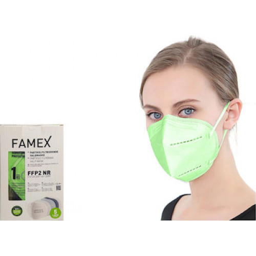 Famex Μάσκα Προστασίας FFP2 Particle Filtering Half NR σε Λαχανί χρώμα 10τμχ
