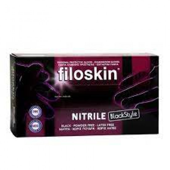 Filoskin - Γάντια Νιτριλίου BlackStyle Μαύρα Χωρίς Πούδρα, M 7-8