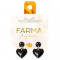 Farma Bijoux Υποαλλεγικά Σκουλαρίκια Κρεμαστές Μαύρες Καρδιές