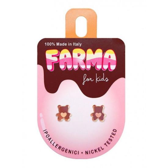 Farma Bijoux Υποαλλεργικά Σκουλαρίκια for Kids Αρκουδάκια Ροζ-Χρυσό
