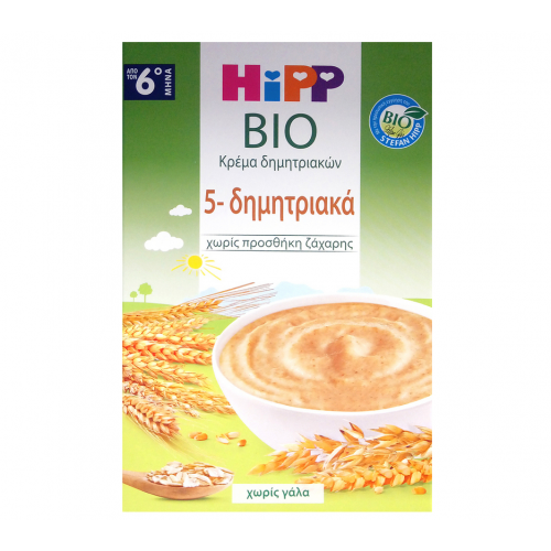 Hipp Bio Κρέμα 5-Δημητριακών 6m+ Χωρίς Ζάχαρη 200gr