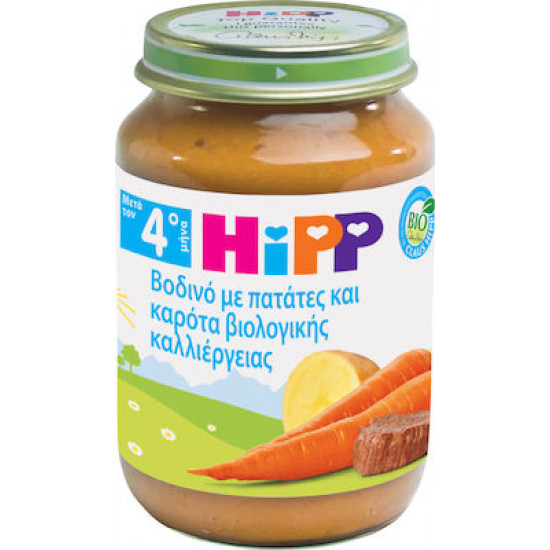 Hipp Βρεφικό Γεύμα Βοδινό με Πατάτες & Καρότα Βιολογικής Καλλιέργειας 4m+ 190gr