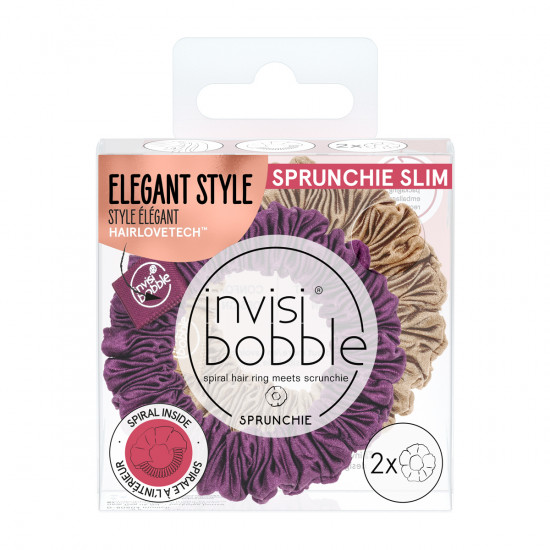 Invisibobble Slim Sprunchie Βελουτέ Λαστιχάκια Μαλλιών Καφέ & Μπορντώ, 2 τεμάχια