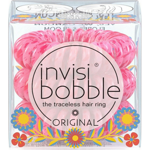 Invisibobble Original Flores & Bloom Σπιράλ Λαστιχάκια Ροζ, 3 τεμάχια