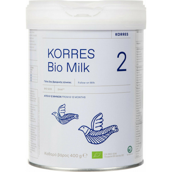 Korres Γάλα σε Σκόνη Bio Milk 2 6m+ 400gr χωρίς Γλουτένη
