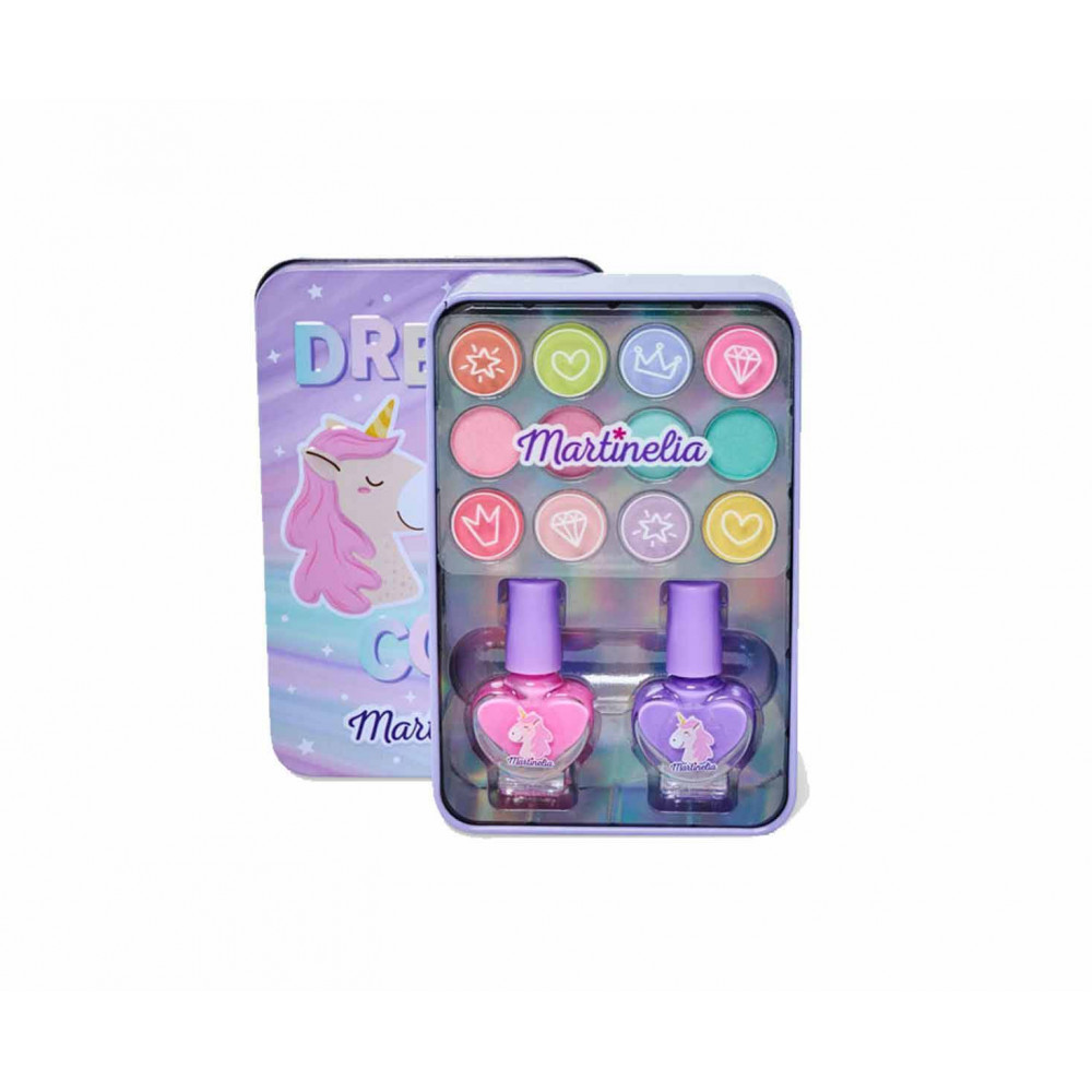 Martinelia Little Unicorn Makeup Tin Box Παιδικό Μεταλλικό Κουτί Μανικιούρ & Μακιγιάζ με 12 Σκιές Ματιών, 2 Βερνίκι Νυχιών, 3,6mL