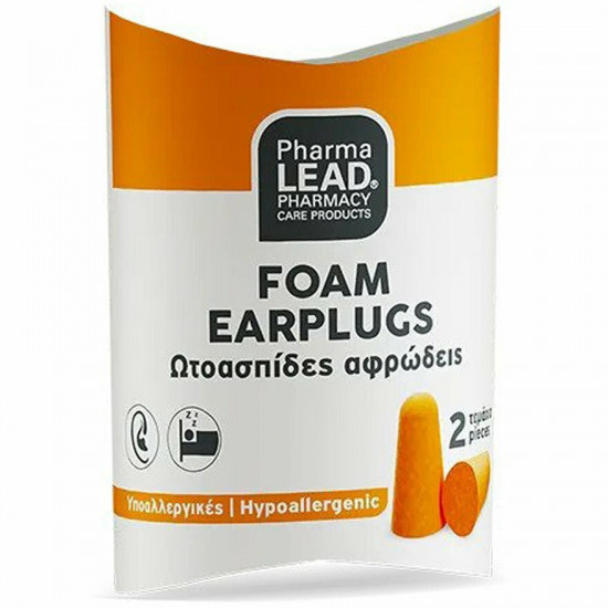 Pharmalead Foam Earplugs, Ωτοασπίδες Αφρού σε Πορτοκαλί χρώμα 2 τεμάχια
