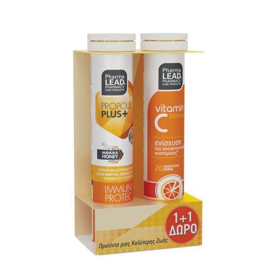Pharmalead Propolis Plus+ With Manuka Honey & Vit C Συμπλήρωμα για την Ενίσχυση του Ανοσοποιητικού 1000mg 40 αναβράζοντα δισκία Πορτοκάλι