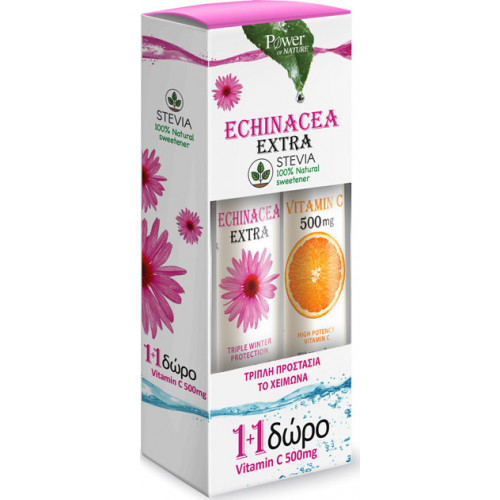 Power Health Echinacea Extra με Στέβια 24 αναβράζοντα δισκία + Δώρο Vitamin C 500mg Πορτοκάλι με 20 αναβράζοντα δισκία