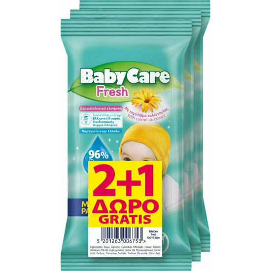 BabyCare Fresh Μωρομάντηλα 3x12τμχ