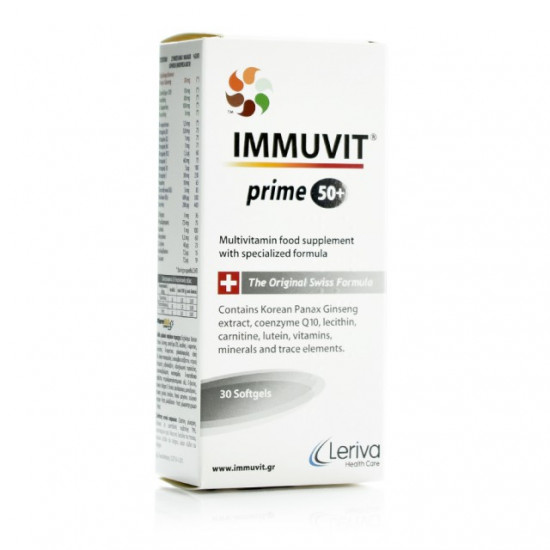 Leriva Health Care Immuvit Prime 50+ Multivitamin, Πολυβιταμινούχο Σκεύασμα 30 Softgels