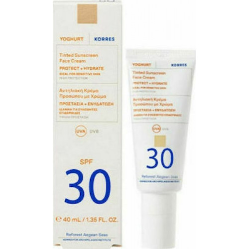 Korres Yoghurt Tinted Sunscreen Face Cream SPF30 40ml