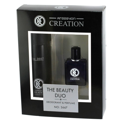Kreasyon Creation The Beauty Duo Deodorant & Perfume No 3667 Αντρικό Άρωμα (Eau de Parfum) 30 ml, Αποσμητικό Σπρέι 200 ml.