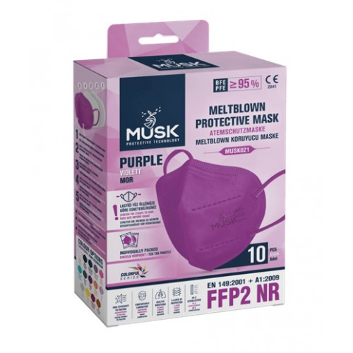 MUSK Μάσκα Υψηλής Προστασίας FFP2/KN95 Purple 10τμχ