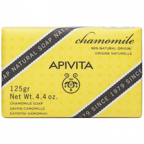 Apivita Natural Soap Chamomile, Σαπούνι με χαμομήλι για πρόσωπο και σώμα, 125gr
