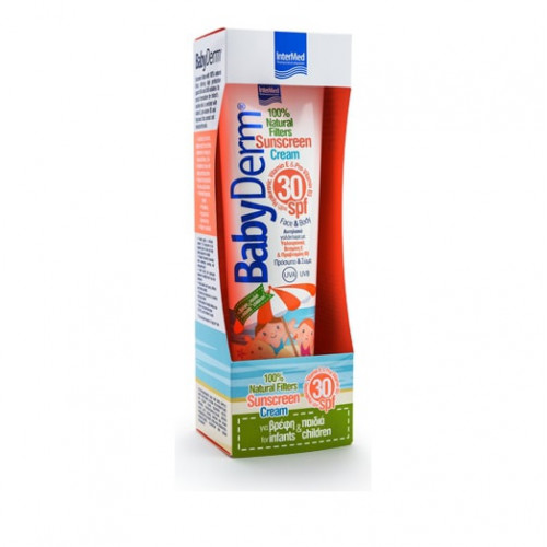 Intermed Babyderm Sunscreen Cream SPF30 100% Natural Filters Παιδικό- Βρεφικό Αντηλιακό Πρόσωπο/Σώμα 300ml