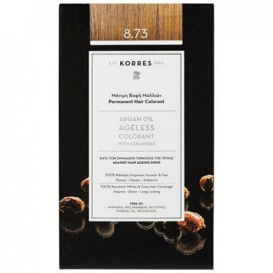 Korres Argan Oil Ageless Colorant 8.73 Χρυσή Καραμέλα Μόνιμη Βαφή Μαλλιών, 50ml