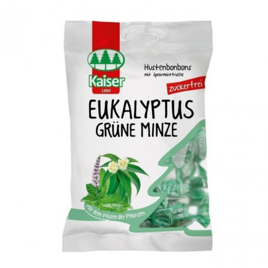 Kaiser Eukalyptus Grune Minze Καραμέλες για Πονόλαιμο & Βήχα 60g, Χωρίς Ζάχαρη